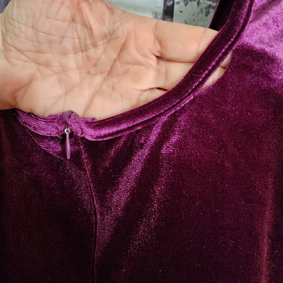 Purple Velvet Sleeveless Midi Dress With Slit - M - Picture 3 of 6
